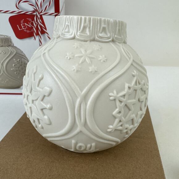 Lenox Christmas Candle holder Ornament White Christmas Joy Peace Tealight Noel - Picture 5 of 16